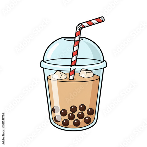 Cartoon Bubble Tea Street Drink Vector Illustration