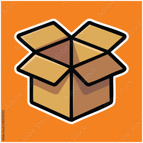 Open Brown Cardboard Box Illustration.