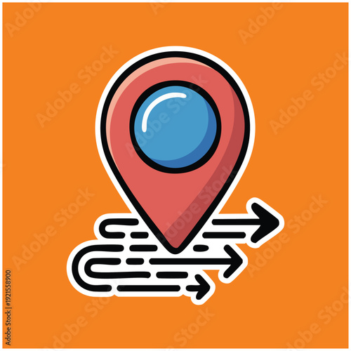 Red Map Pin with Navigation Arrows.