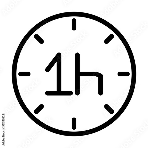 one hour line icon