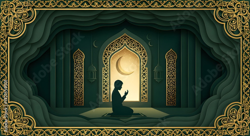 Wallpaper Mural Spiritual Ramadan prayer silhouette in layered mosque interior. Torontodigital.ca