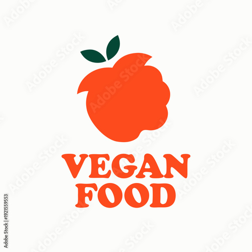 Vegan food logo with an orange and green leaf