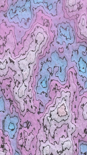 Abstract Topographic Map with Pastel Colors and Wavy Lines.