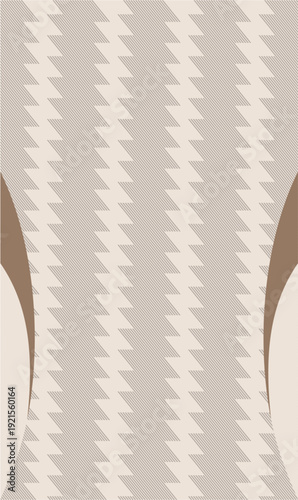 AN ABSTRACT GRAPHIC ZIGZAG PATTERN FEATURING VERTICALLY ARRANGED, REPETITIVE LIGHTNING BOLTS FORMED FROM A COLLECTION OF FINE, PARALLEL DIAGONAL LINES