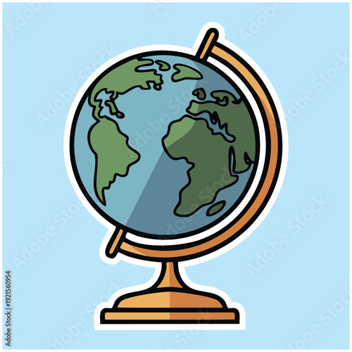 Colorful Globe on Stand Illustration.