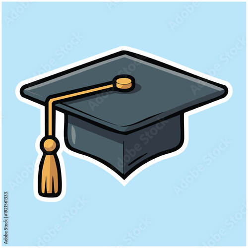 Graduation Cap with Tassel Illustration.