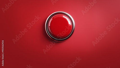 g a big red button on a red surface. Flat design art with copy space.