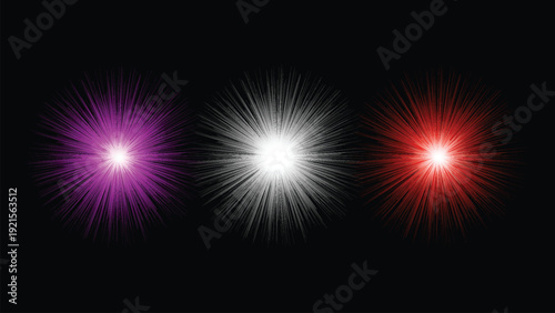 Vibrant colored starburst lights on a dark background
