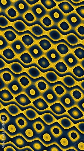 Abstract Hypnotic Pattern with Flowing Yellow and Blue Circles.