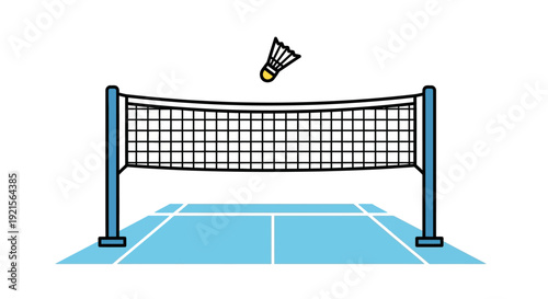 Badminton Net and Shuttlecock in Action.