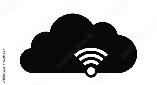 Black cloud icon with a wifi signal displayed within its shape