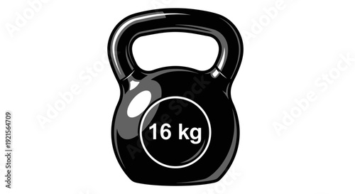 Black Kettlebell with 16 kg Weight.