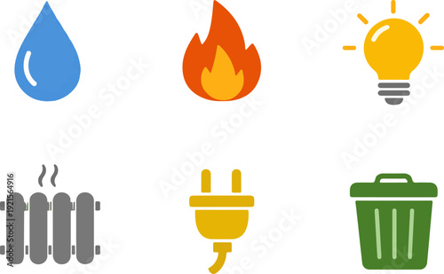 Home utilities services color icon set. Vector