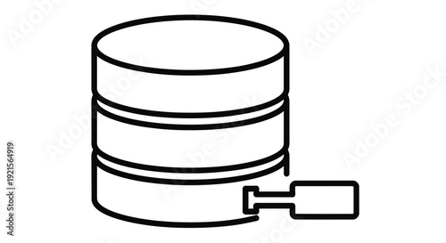 Simple line drawing of a cylindrical database with a connector cable