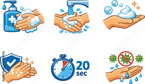 Handwashing protection guideline icons