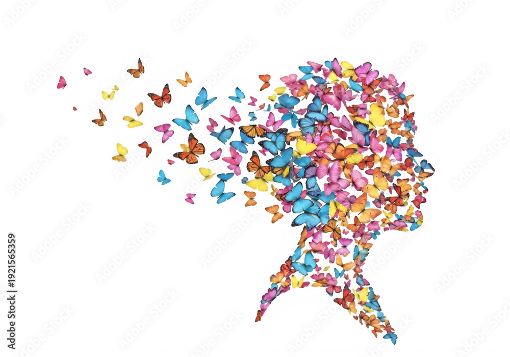 Fototapeta premium Colorful butterflies flying in swirling formation isolated on transparent background