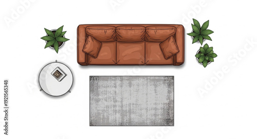 Brown Leather Sofa Furniture Arrangement.