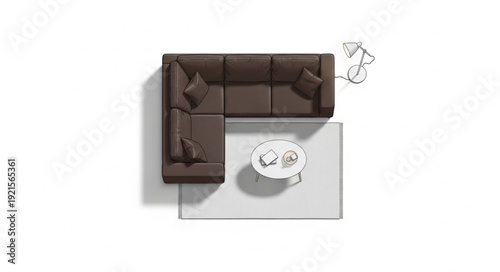 Brown Leather Sofa Top View.