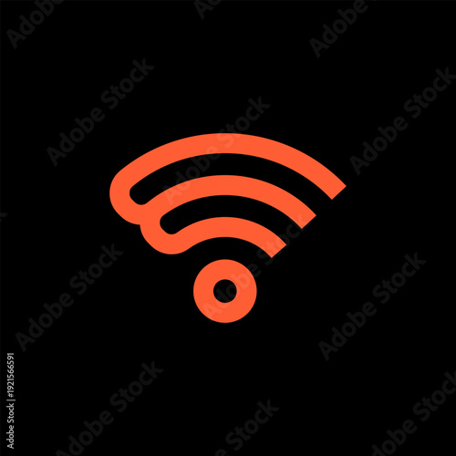 Orange WiFi signal icon on a black background representing wireless connectivity.
