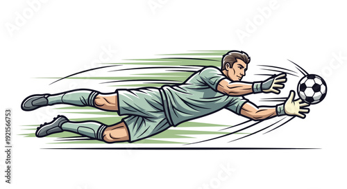 Goalkeeper Catching Soccer Ball in Action.