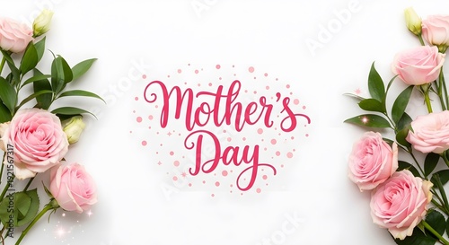 Happy mother's day wishes with beautiful pink roses greeting card