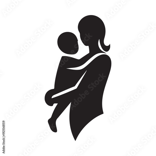 parent carrying child vector silhouette clip art logo design illustration. abstract parent child icon collection