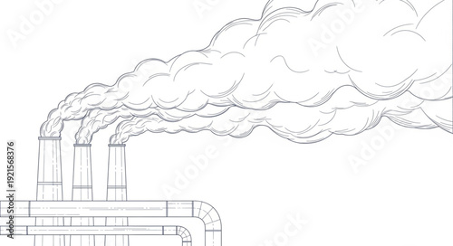 Castle Illustration with Smoke and Towers.