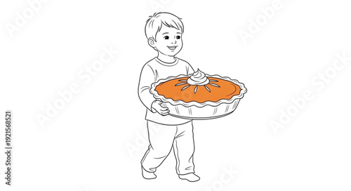 Child Holding Pie in Hands.