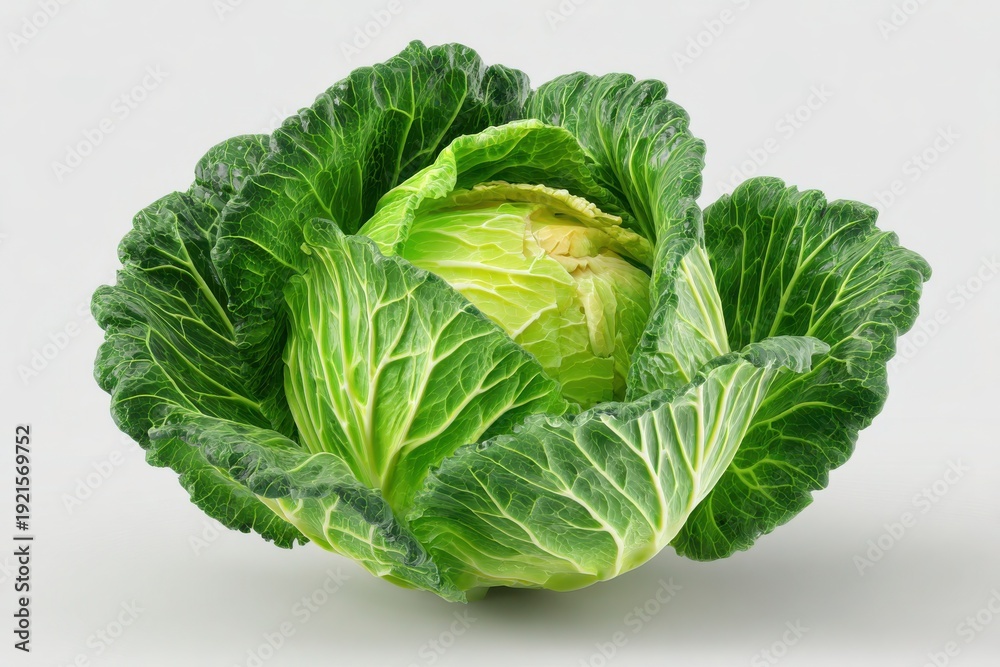 Obraz premium Fresh Green Cabbage Head
