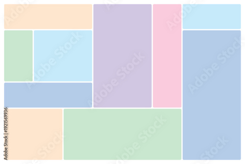 Set of Trendy bento grid layout style brick Ui UX templates. Grey on dark. Web comic grids, rounded corners. Different panel layouts with brutal shapes tiles of different sizes Vector illustration