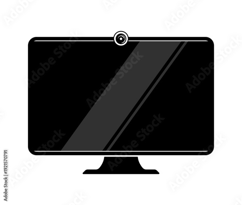 Black monitor with webcam icon