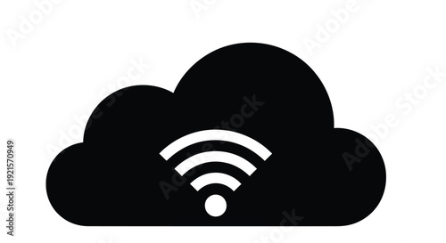 Black cloud icon with a white wifi symbol representing cloud connectivity