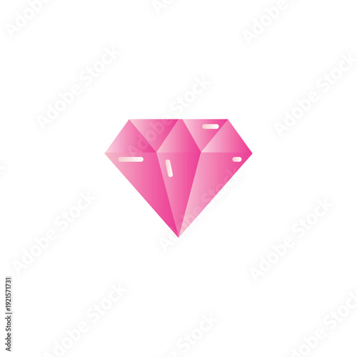 Pink Diamond Gemstone Icon Isolated on White Background Vector Illustration