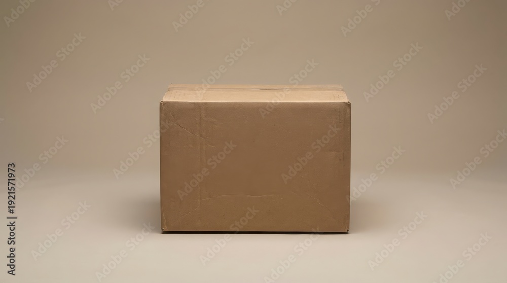 Obraz premium A plain brown cardboard box on a neutral background