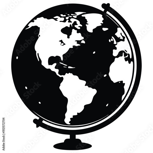 Globe on white background with language elements silhouette