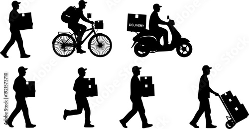 Delivery man silhouette illustration vector on white background