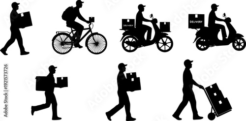 Delivery man silhouette illustration vector on white background