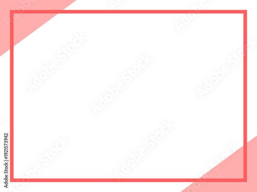 フレーム素材 赤い長方形ライン枠と斜めアクセントのシンプル背景 バナーやチラシに使えるミニマルデザインベクター / Red Frame Rectangle Border with Diagonal Accent Simple Background for Banner and Flyer Minimal Vector

