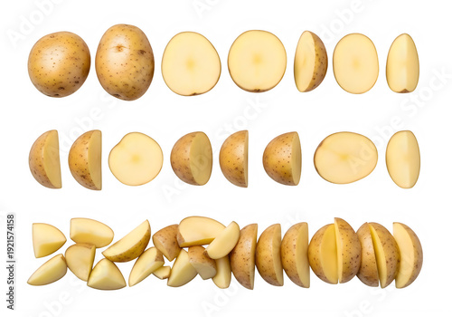 Golden hazelnuts whole and sliced set isolated on transparent background