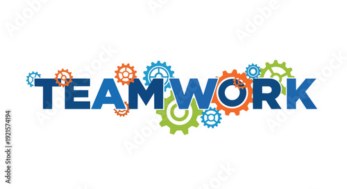 Vibrant mechanical gears represent cooperative work for optimal business synergy and collective achievement