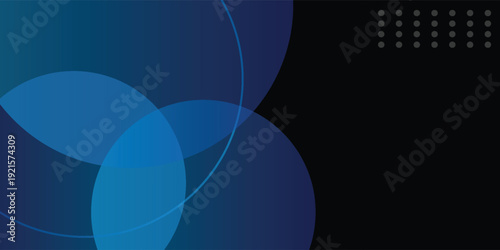 Abstract Blue Minimalist Geometric Circle Background on Dark Modern Design