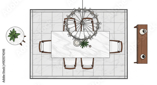 Dining Table Top View Illustration.
