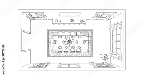 Detailed Architectural Room Sketch Interior Design.