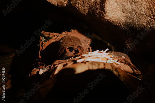 Human Skull Remains Inside Londa Burial Cave, Toraja, Indonesia