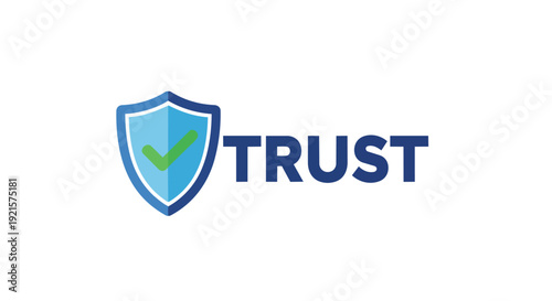 Digital security shield with a green checkmark alongside 'TRUST' text emphasizing reliability