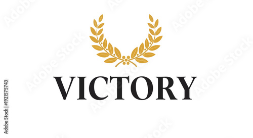 Elegant Golden Laurel Wreath and 'VICTORY' Wordmark Design Embodying Success and Triumph