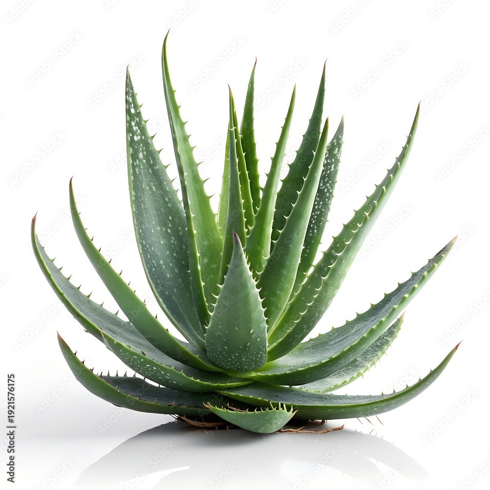 Fototapeta premium Fresh green aloe vera plant isolated on a white background