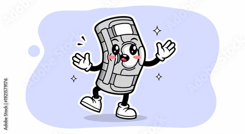 Dancing Smartphone Character Illustration for Technology Theme.