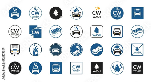 Collection of Car Wash Logos and Icons.