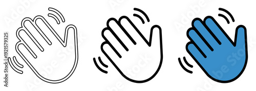 Waving Hand Vector Icon Set for Greeting and Communication